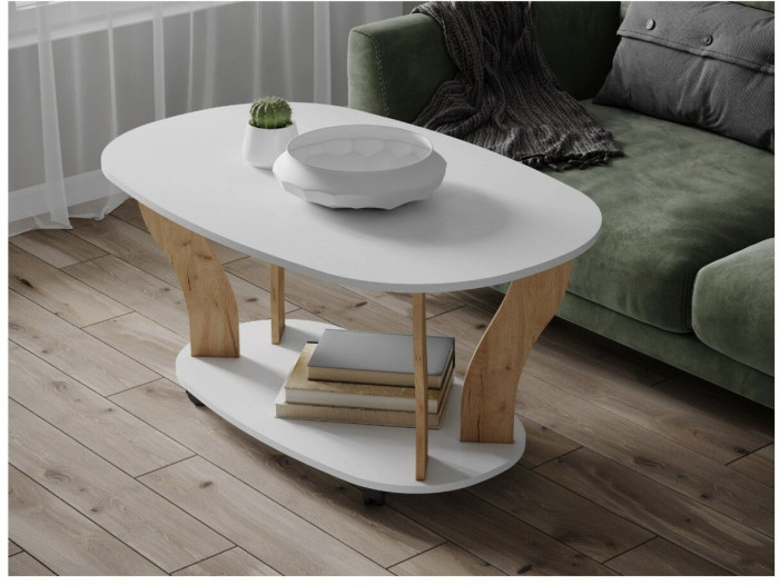 Журнальный стол Консул-3 белый/крафт золотой