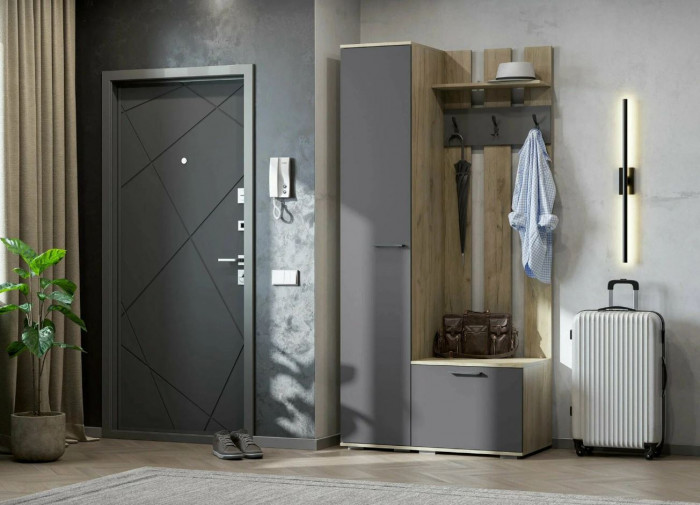 мс для прихожей Бостон ВШ-2 дуб крафт серый/серый графит