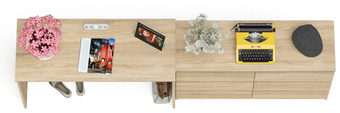 Мори Стол письменный МСП1200.1 + Комод МК1200.6, цвет дуб сонома, ШхГхВ 240,8х50х76,6 см., универсальная сборка