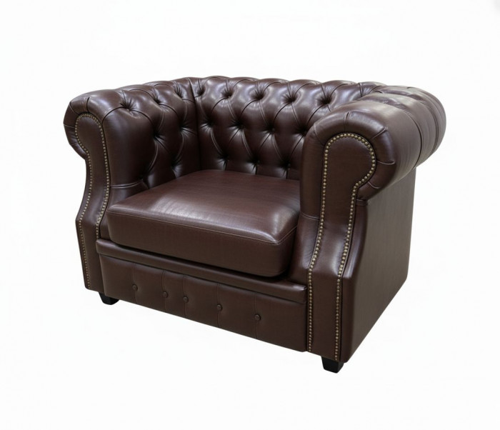 Кресло Честер ЛОФТ, экокожа, коричневый венге