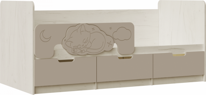 Юниор-4 Кровать 80х160 (Крафт белый, Шарли бриз)