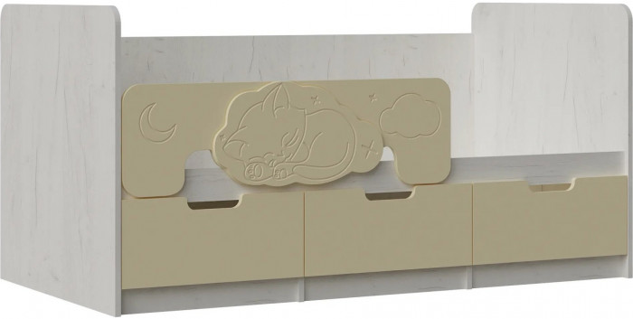 Юниор-4 Кровать 80х160 (Крафт белый, Шарли бриз)