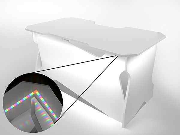 Игровой компьютерный стол RVG с подсветкой Белый/Белый 140