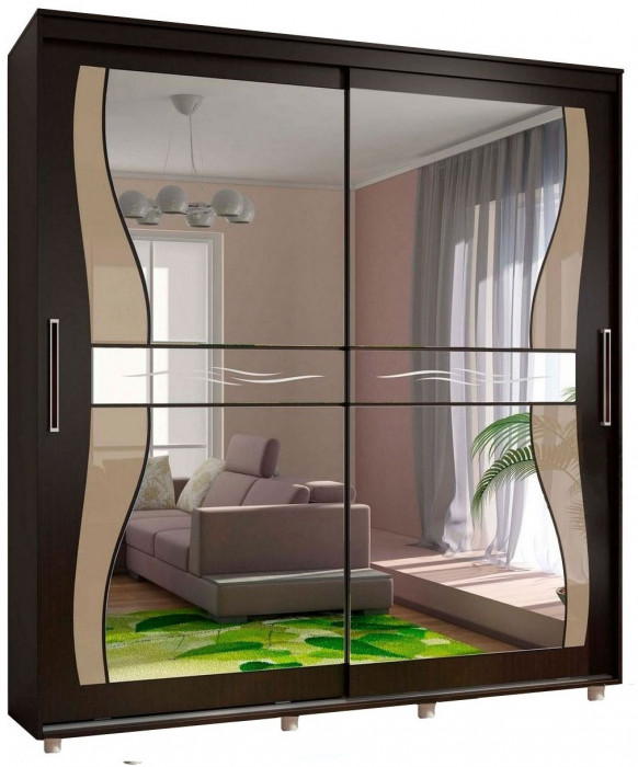 Шкаф-купе Комфорт 12 Прайм с фигурными зеркалами 2000 (2000 мм, Венге)