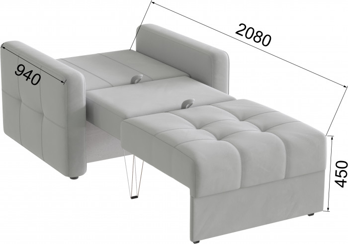 Кресло-кровать Брэй, Светло-серый