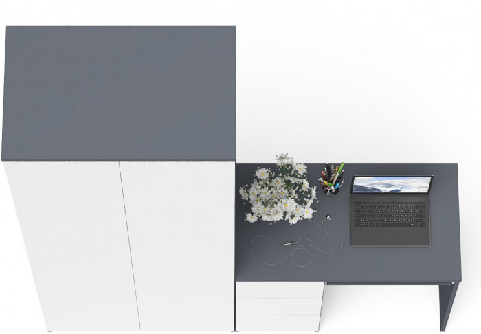 Мори компьютерный стол МС-6 левый + Шкаф МШ800.1, графит/белый