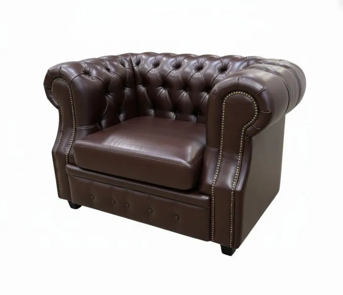 Кресло Честер ЛОФТ, экокожа, коричневый венге