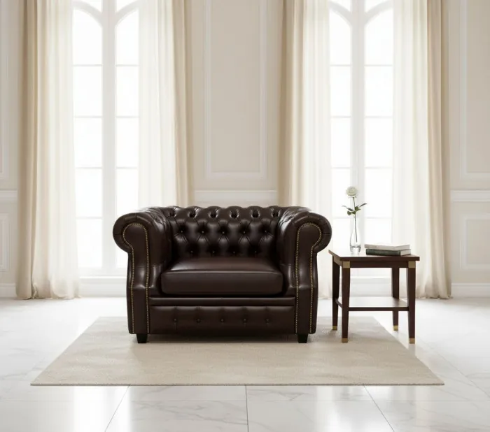 Кресло Честер ЛОФТ, экокожа, коричневый венге