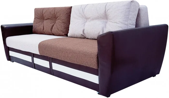 Диван-еврокнижка Амстердам, 160х195, пружинный блок, рогожка/экокожа, комби