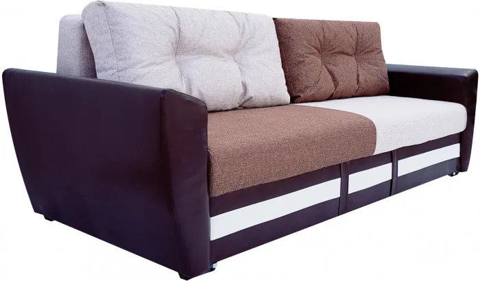 Диван-еврокнижка Амстердам, 160х195, пружинный блок, рогожка/экокожа, комби