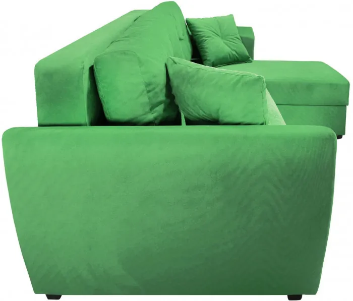 Диван-кровать угловой Амстердам Люкс, 150х200, еврокнижка, велюр, зеленый