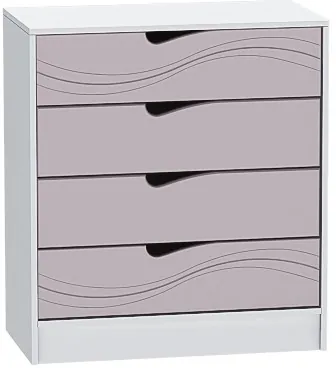 Детский Комод Бриз МДФ, Белый/Ирис (Волна)