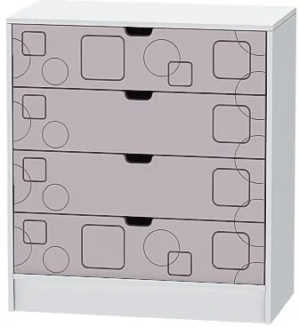 Детский Комод Бриз МДФ, Белый/Ирис (Квадрат)