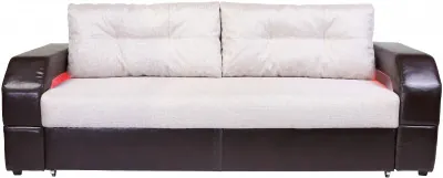 Диван-еврокнижка Манчестер, пружинный блок, 150х195,  рогожка/экокожа коричневый