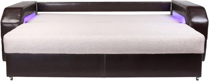 Диван-еврокнижка Манчестер, пружинный блок, 150х195,  рогожка/экокожа коричневый