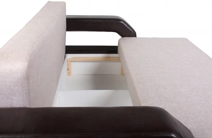 Диван-еврокнижка Манчестер, пружинный блок, 150х195,  рогожка/экокожа коричневый