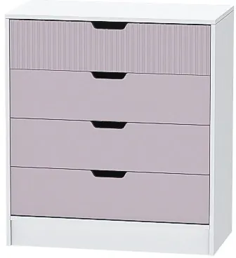 Детский Комод Бриз МДФ, Белый/Ирис (Полосы)