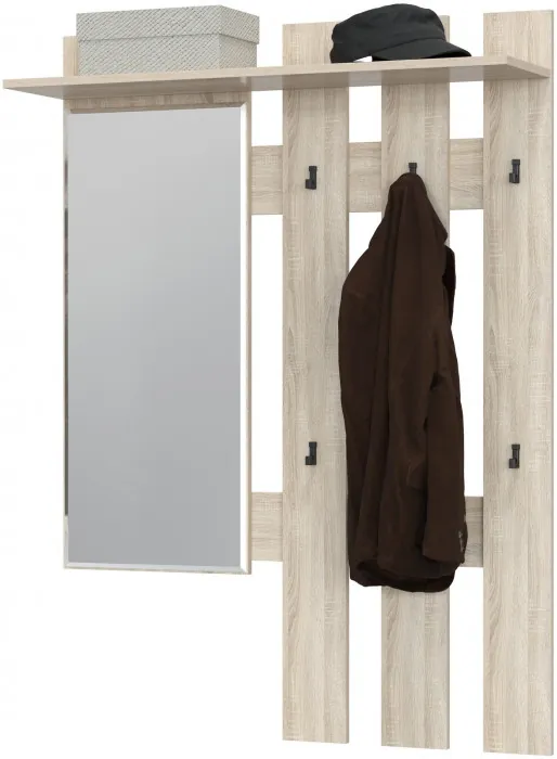 Лира ГК 2-3814дубсон Вешалка с зеркалом, цвет дуб сонома, ШхГхВ 100х28х135 см., универсальная сборка
