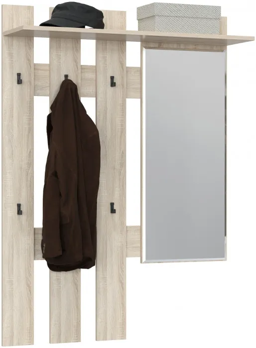 Лира ГК 2-3814дубсон Вешалка с зеркалом, цвет дуб сонома, ШхГхВ 100х28х135 см., универсальная сборка