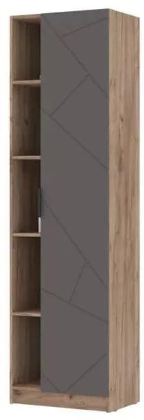 ОРЕГОН ПН 01 Пенал комбинированный (600х2100х400) Фасад МДФ АСФАЛЬТ СУПЕРМАТ,ДУБ КРАФТ ТАБАЧНЫЙ/Корпус ДУБ КРАФТ ТАБАЧНЫЙ