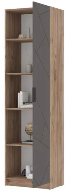 ОРЕГОН ПН 01 Пенал комбинированный (600х2100х400) Фасад МДФ АСФАЛЬТ СУПЕРМАТ,ДУБ КРАФТ ТАБАЧНЫЙ/Корпус ДУБ КРАФТ ТАБАЧНЫЙ