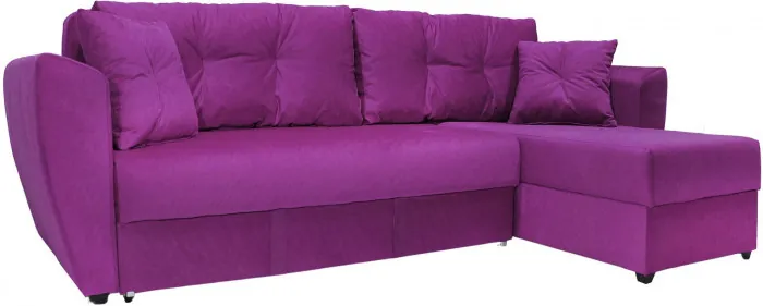 Диван-кровать угловой Амстердам Люкс, 160х200, еврокнижка, велюр, фиолетовый