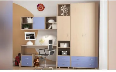 Модульная детская Дельта-4, Дуб молочный / Голубой