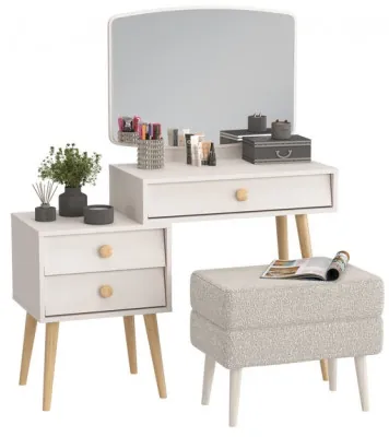 Афина Спальня 4-25901М1к.с. Трюмо + Банкетка 6-5138ТКШсв.серый Тифани, цвет кашемир серый/ткань светло-серая, ШхГхВ 105х38,6х129 + 55х33х46 см, ун. сб