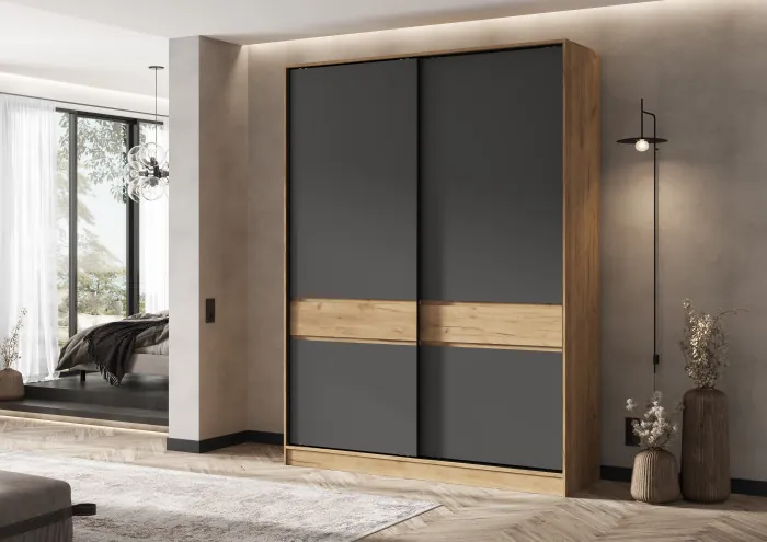 Шкаф-купе 1800 дуб крафт/графит
