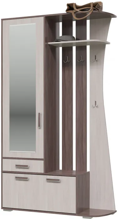 Прихожая 2-3424бод.тем/св Мокко, цвет бодега тёмный/бодега светлый, ШхГхВ 120х38х210 см., универсальная сборка