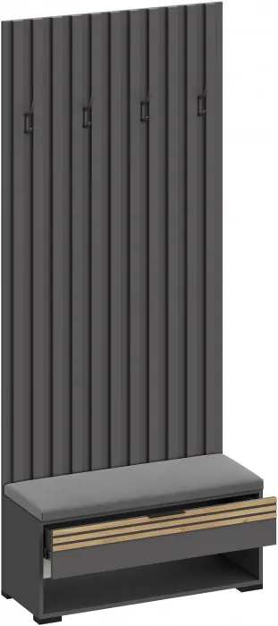 Модульная Прихожая Нао, набор №5, Графит/Графит, Дуб вотан, Симпл 27