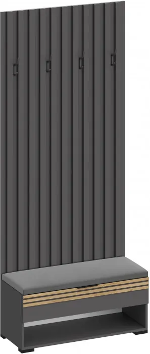 Модульная Прихожая Нао, набор №5, Графит/Графит, Дуб вотан, Симпл 27