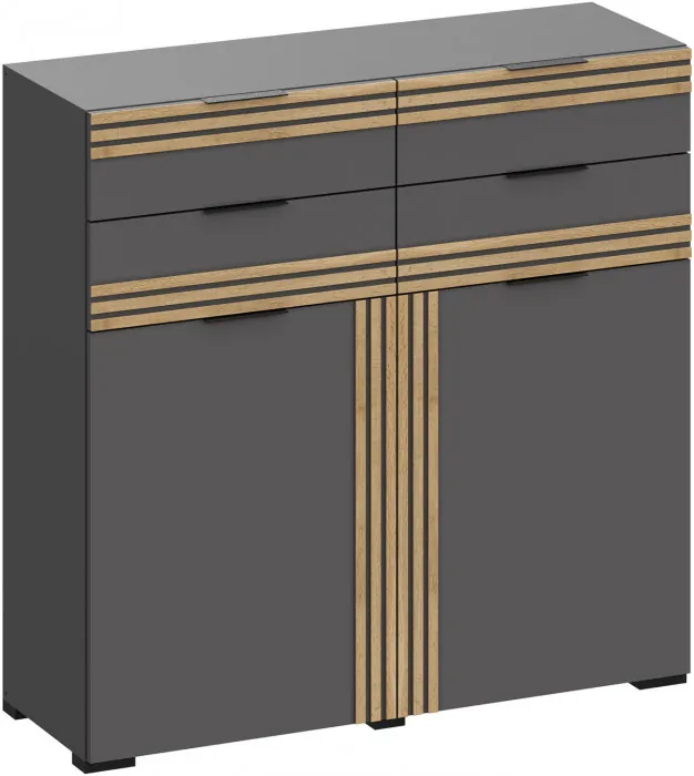 Модульная Прихожая Нао, набор №5, Графит/Графит, Дуб вотан, Симпл 27