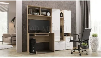 Компьютерный стол №6 (Сонома / Белый глянец)