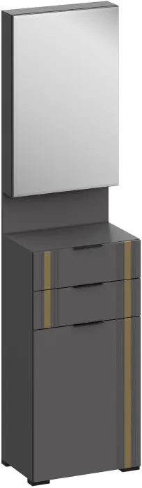 Эмэ Многофункциональная тумба с зеркалом ШК-3942, Графит/Графит, Золото