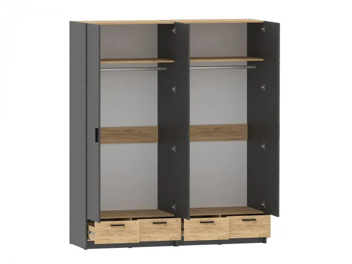 Спальня Оттавия 6 с зеркалами Антрацит / Дуб золотой