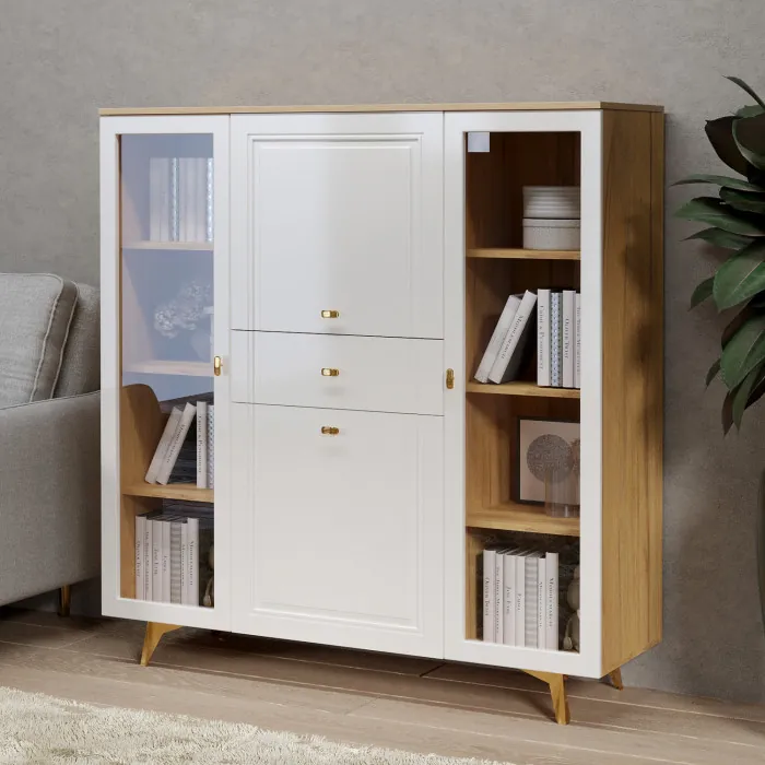 Шкаф низкий (2 стеклодвери) Вега Сапфир