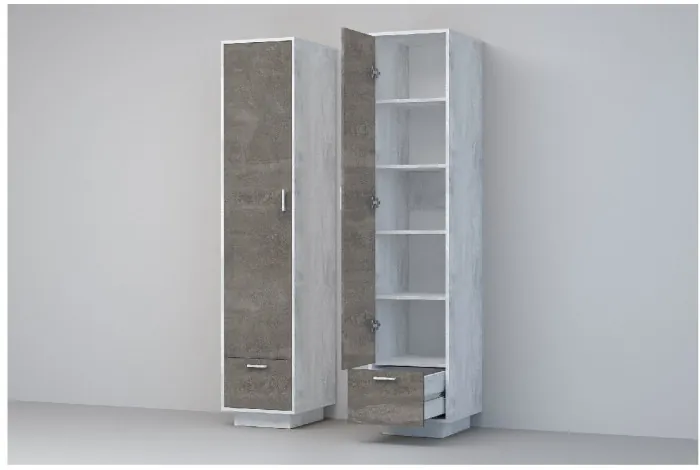 Эго Пенал П-1 ПД (Глянец Белый/Бетон Светлый)