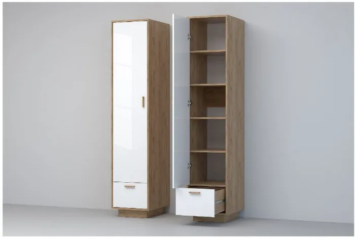 Эго Пенал П-1 ПД (Глянец Белый/Бетон Светлый)