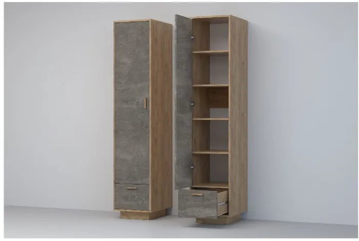 Эго Пенал П-1 ПД (Глянец Белый/Бетон Светлый)