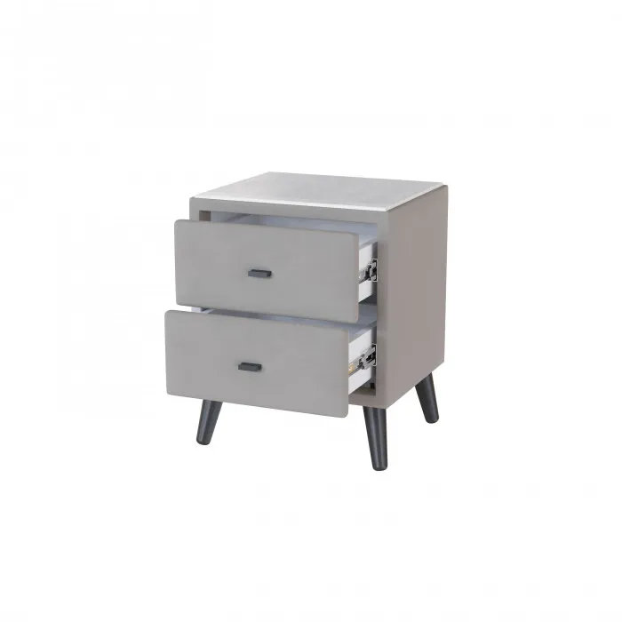 Тумба прикроватная интерьерная Пай светло-серый/мдф холст белый