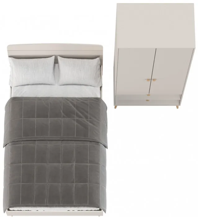 Афина Спальня Кровать 1200 + Шкаф 2-х дверный, цвет кашемир серый, ШхГхВ 123,6х210,2х95,7 + 90,3х56,3х220 см., сп.м. 1200х2000 мм., б/м, осн. есть