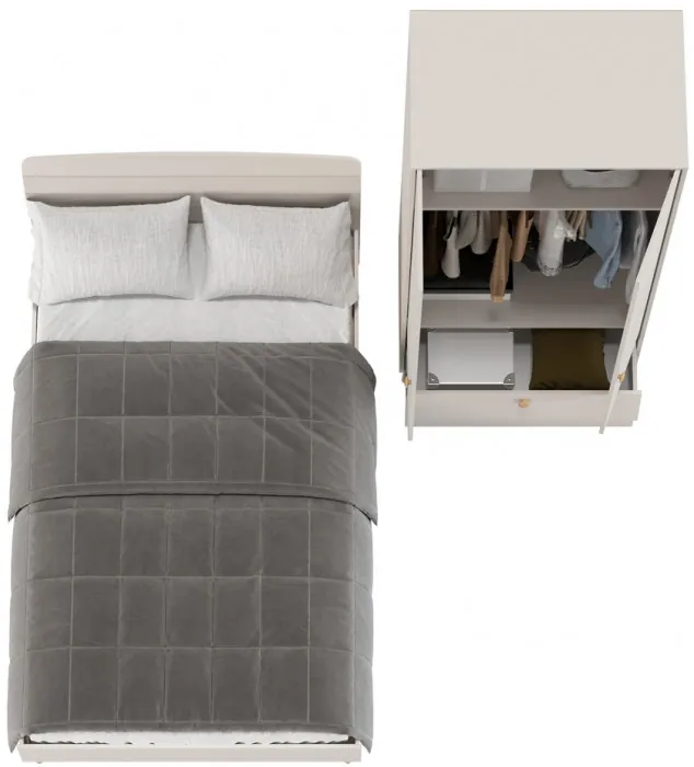 Афина Спальня Кровать 1200 + Шкаф 2-х дверный, цвет кашемир серый, ШхГхВ 123,6х210,2х95,7 + 90,3х56,3х220 см., сп.м. 1200х2000 мм., б/м, осн. есть