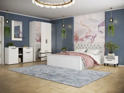 Модульная Спальня Модена, композиция 1, Белый/Венге