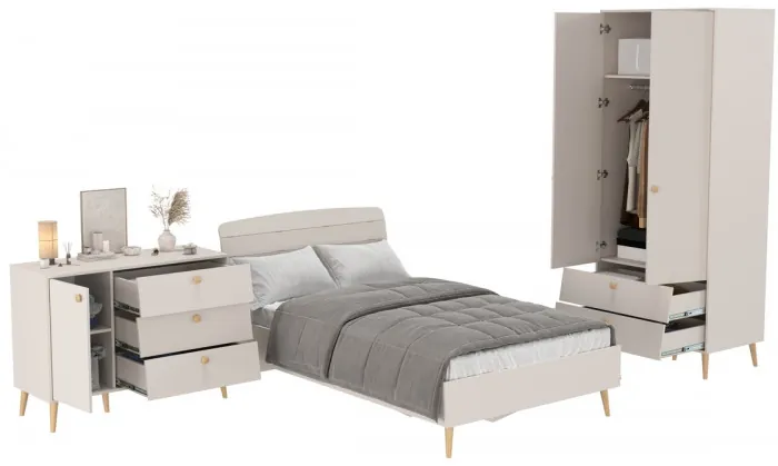 Афина Спальня 04-1200, цвет кашемир серый, сп.м. 1200х2000 мм., б/м, основание есть - фанера