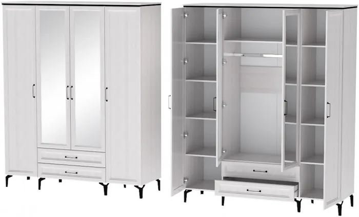 Модульная Спальня Шарм, набор 11, Ясень Анкор Светлый/Экокожа