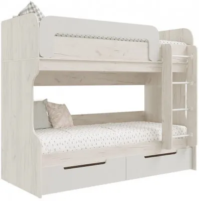 Юниор-4 Кровать-чердак 80х200 (Шарли белый, Крафт белый)