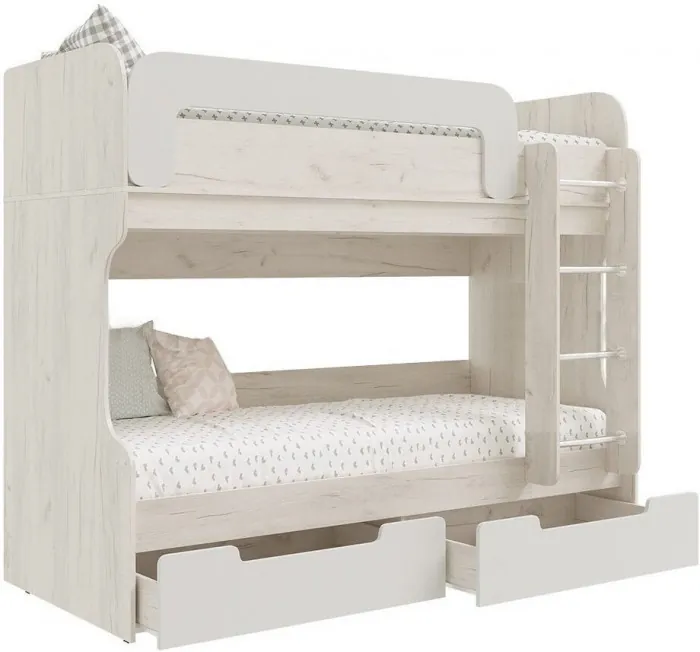 Юниор-4 Кровать-чердак 80х200 (Шарли белый, Крафт белый)