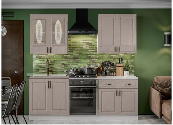 Кухня МДФ Констанция 1600/900 компоновка №1 (Белый матовый, Белый)