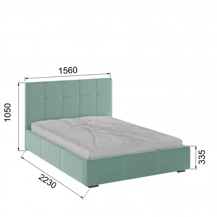 Рио Кровать интерьерная 140 мятный квадрат, ортопед